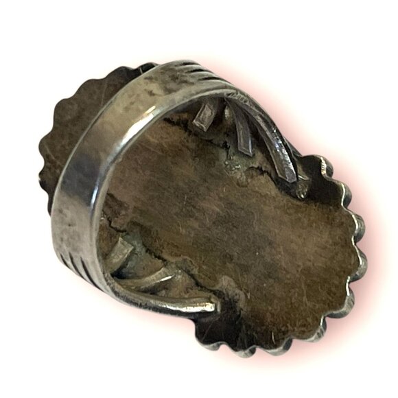 *Sunset In Forest* VTG Native American Sterling Silver Picture Agate Ring 3.25 - Picture 7 of 10